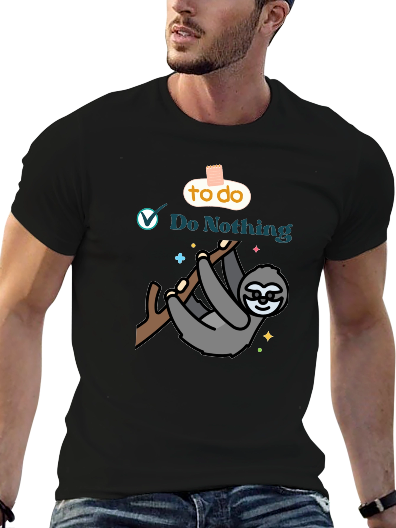 Lazy Sloth Do Nothing Graphic T-Shirt