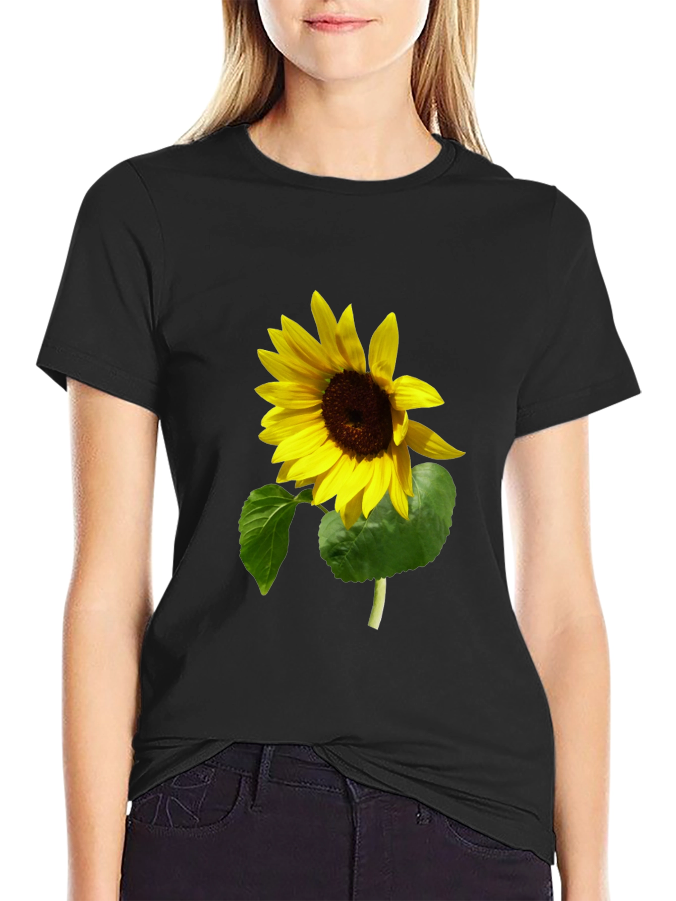 Sunflower Graphic Print T-Shirt - Black