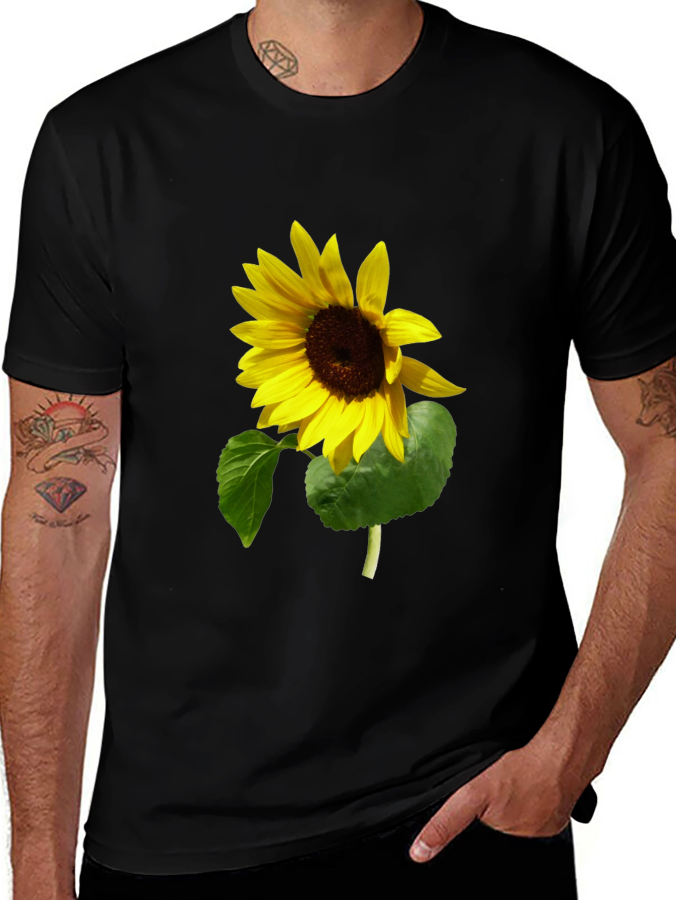 Sunflower Graphic Print T-Shirt - Black