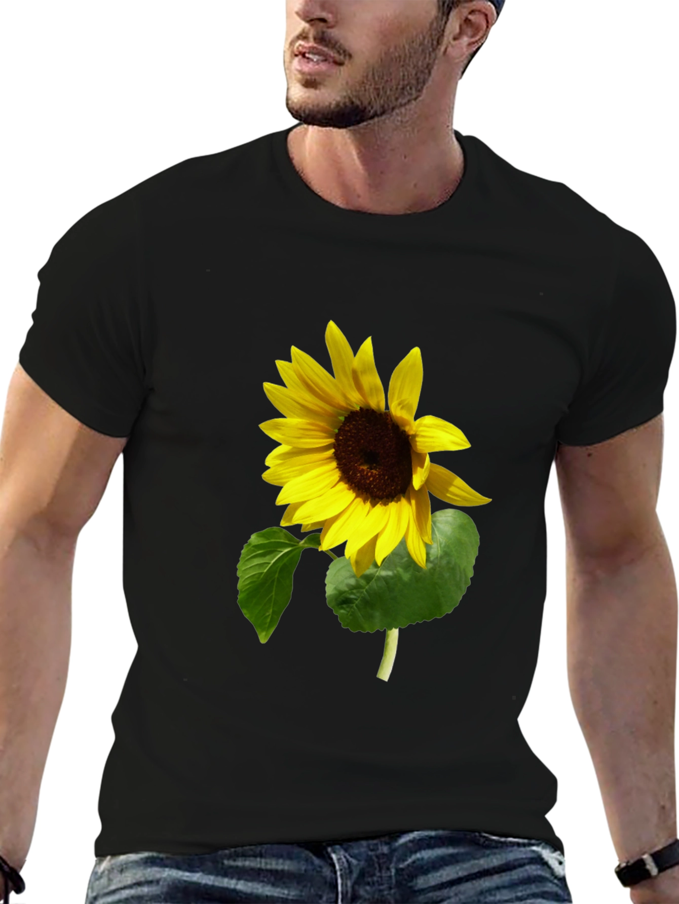 Sunflower Graphic Print T-Shirt - Black