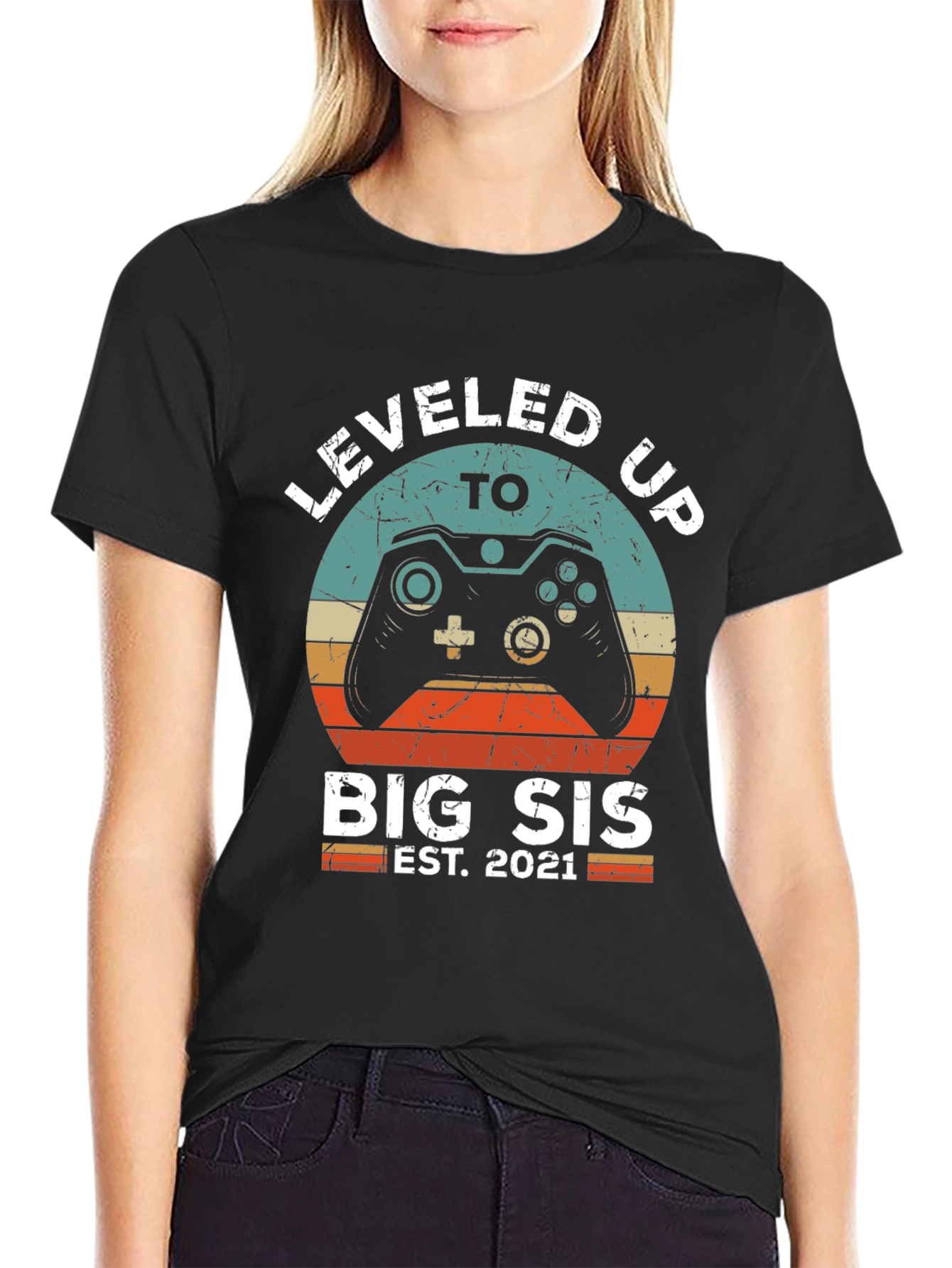 Leveled Up to Big Sis Est. 2021 T-Shirt