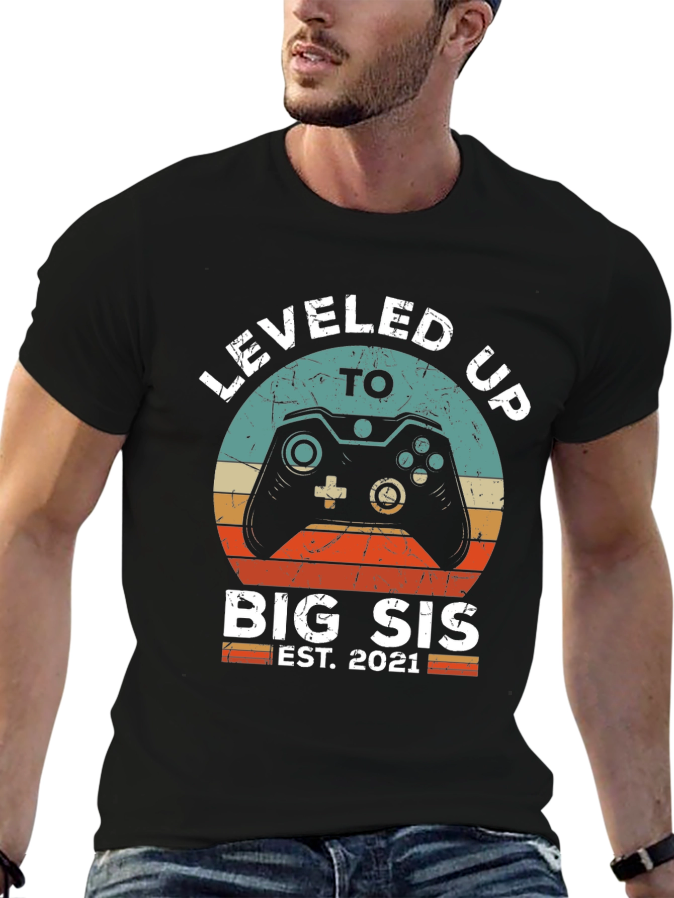 Leveled Up to Big Sis Est. 2021 T-Shirt