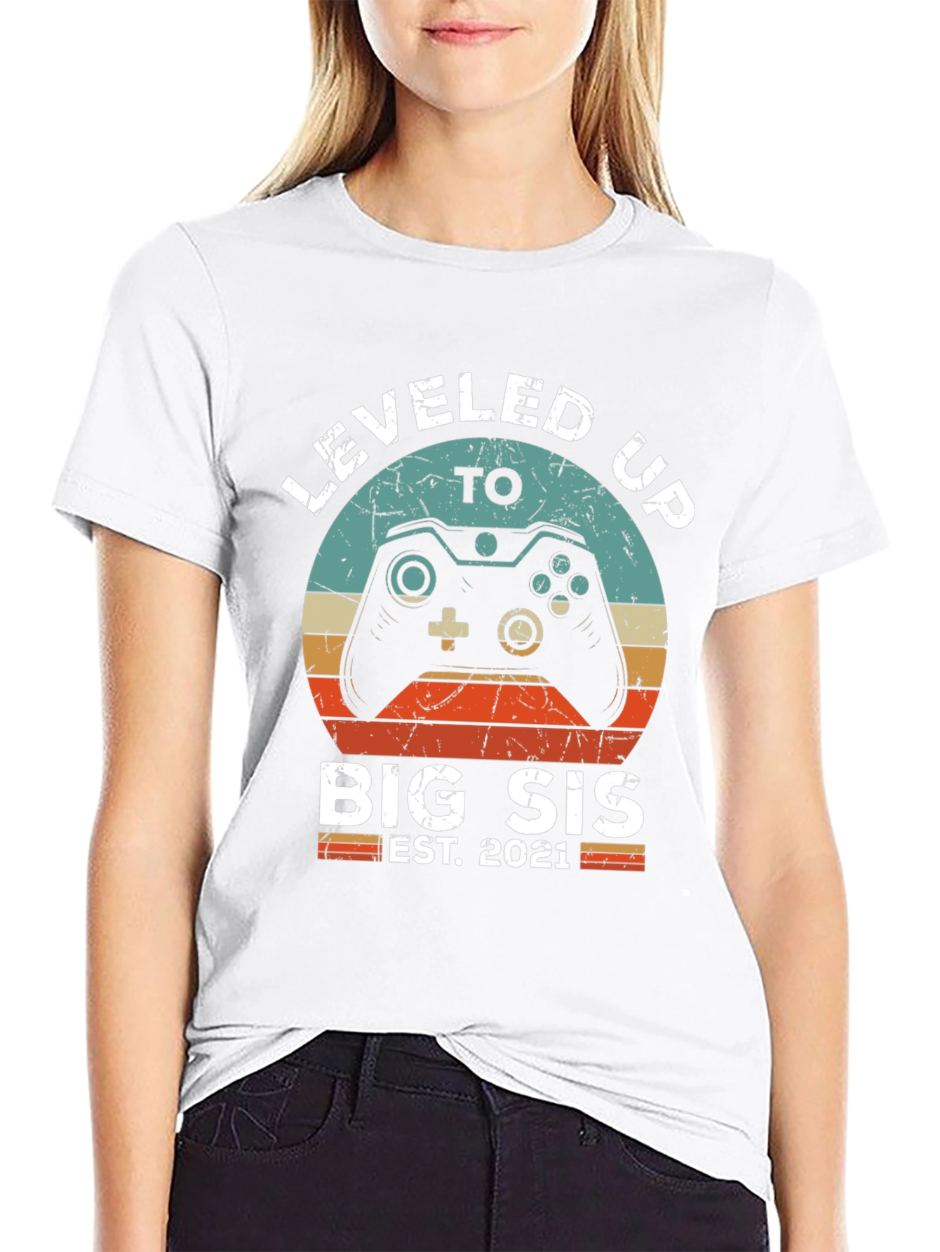 Leveled Up to Big Sis Est. 2021 T-Shirt
