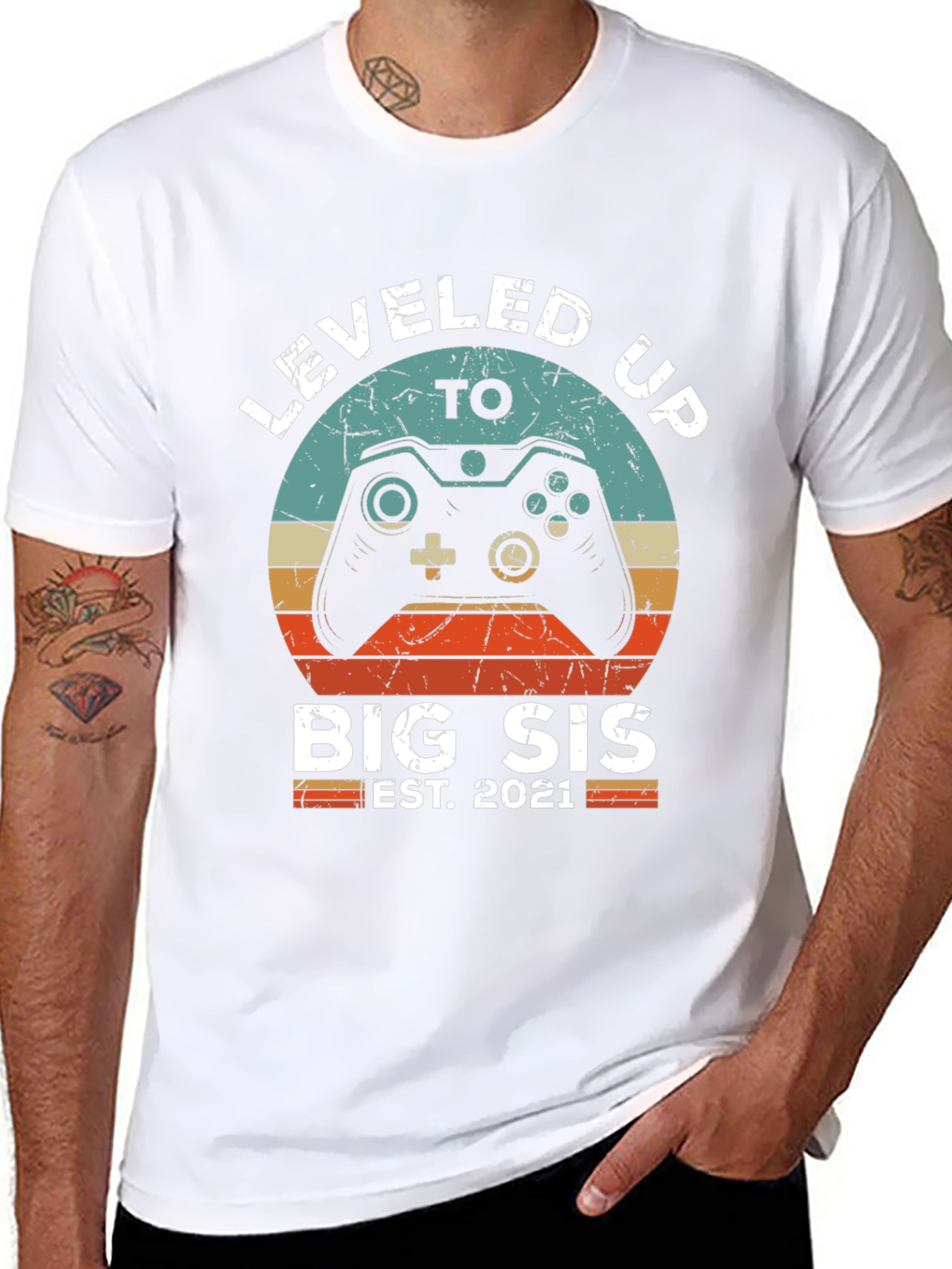 Leveled Up to Big Sis Est. 2021 T-Shirt