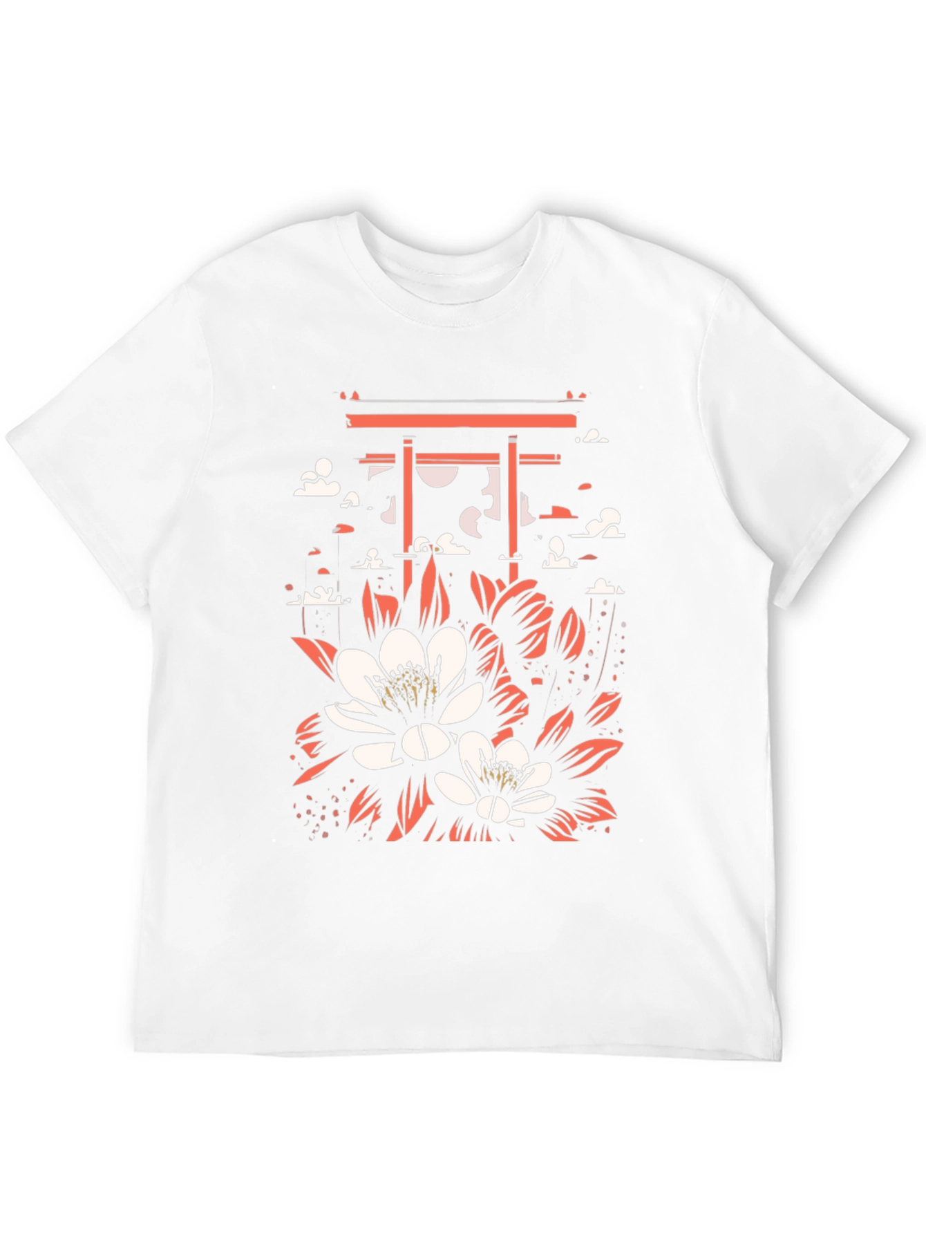 Floral Gate Graphic Tee - Black Cotton T-Shirt