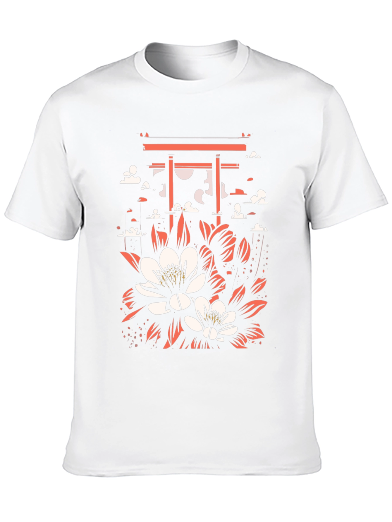 Floral Gate Graphic Tee - Black Cotton T-Shirt