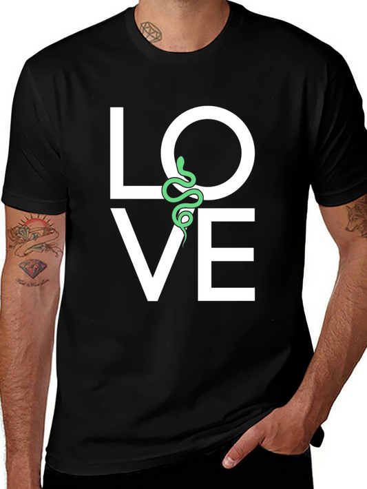 Love Snake Graphic Tee - Black Cotton T-Shirt