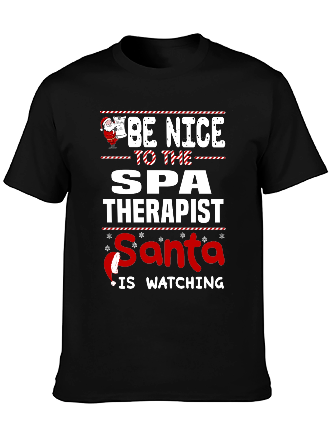 Funny Spa Therapist Santa Watching T-Shirt