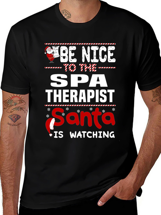 Funny Spa Therapist Santa Watching T-Shirt
