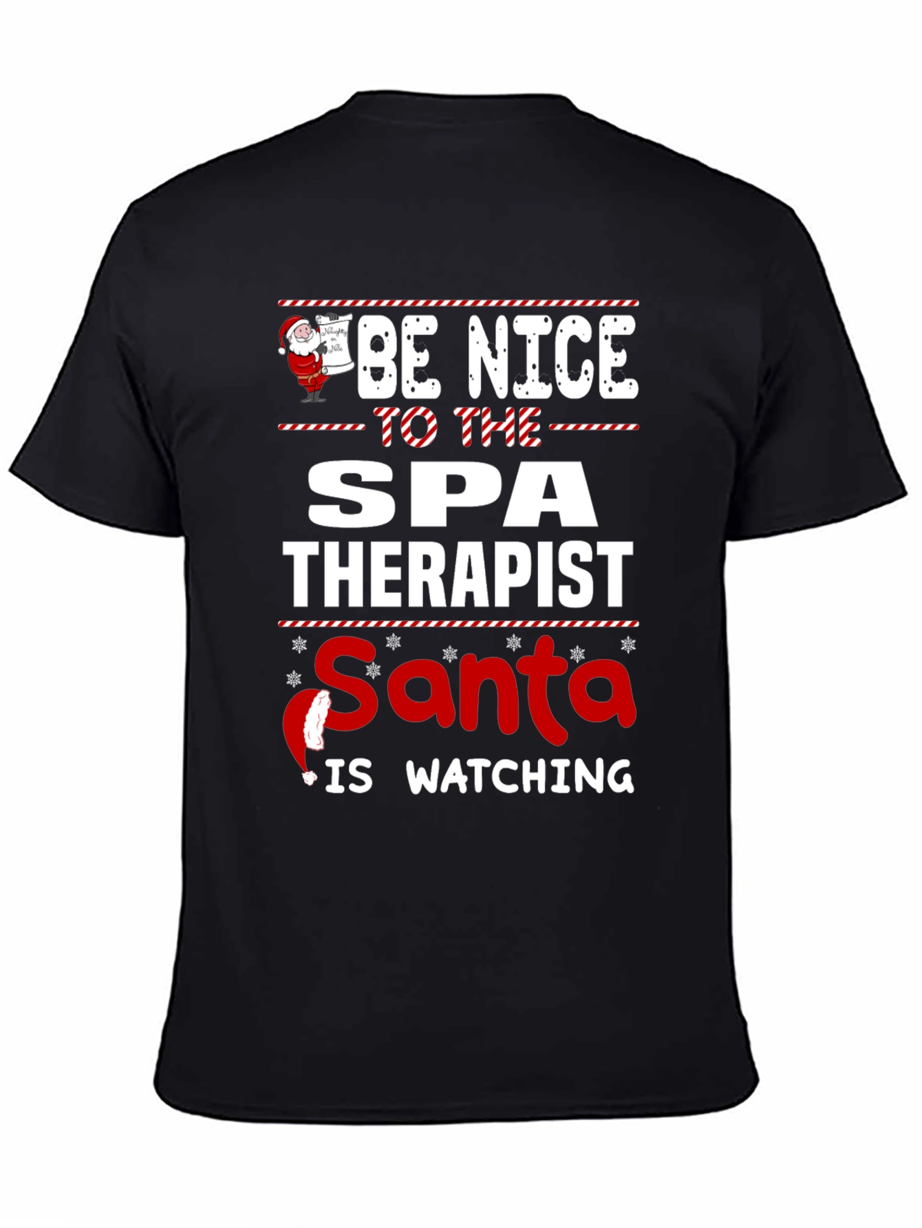 Funny Spa Therapist Santa Watching T-Shirt