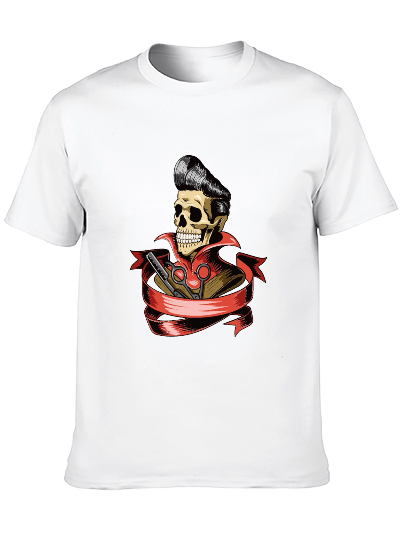 Skull Barber T-Shirt - Rockabilly Style