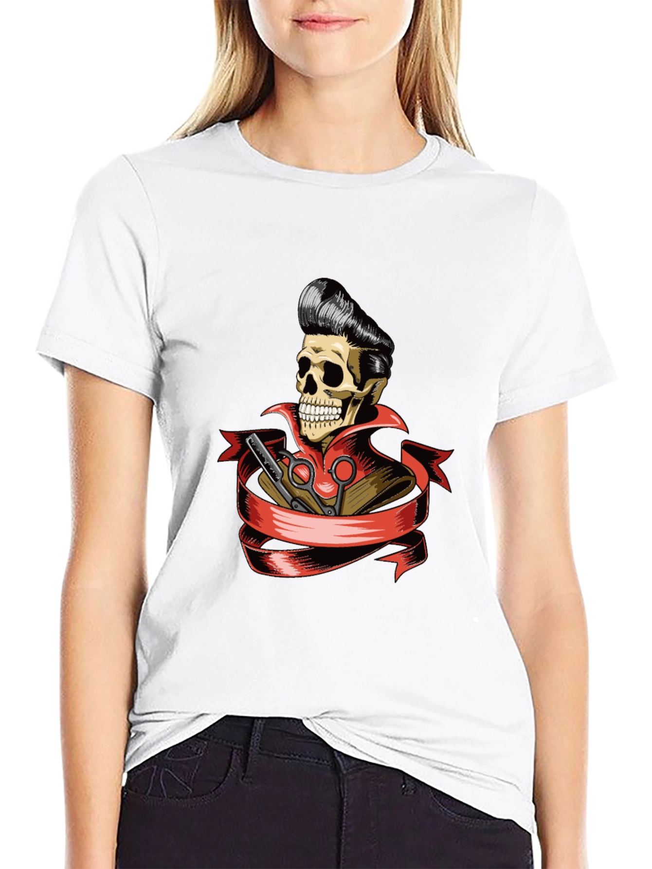 Skull Barber T-Shirt - Rockabilly Style