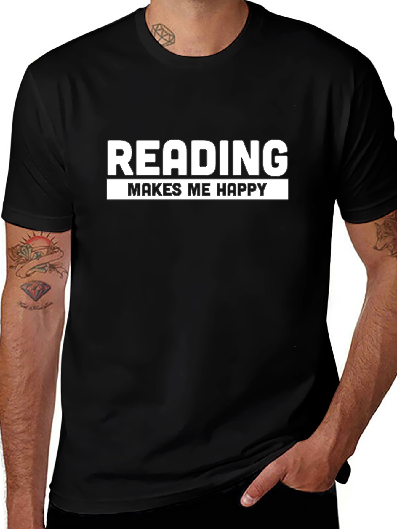Reading Makes Me Happy Black T-Shirt