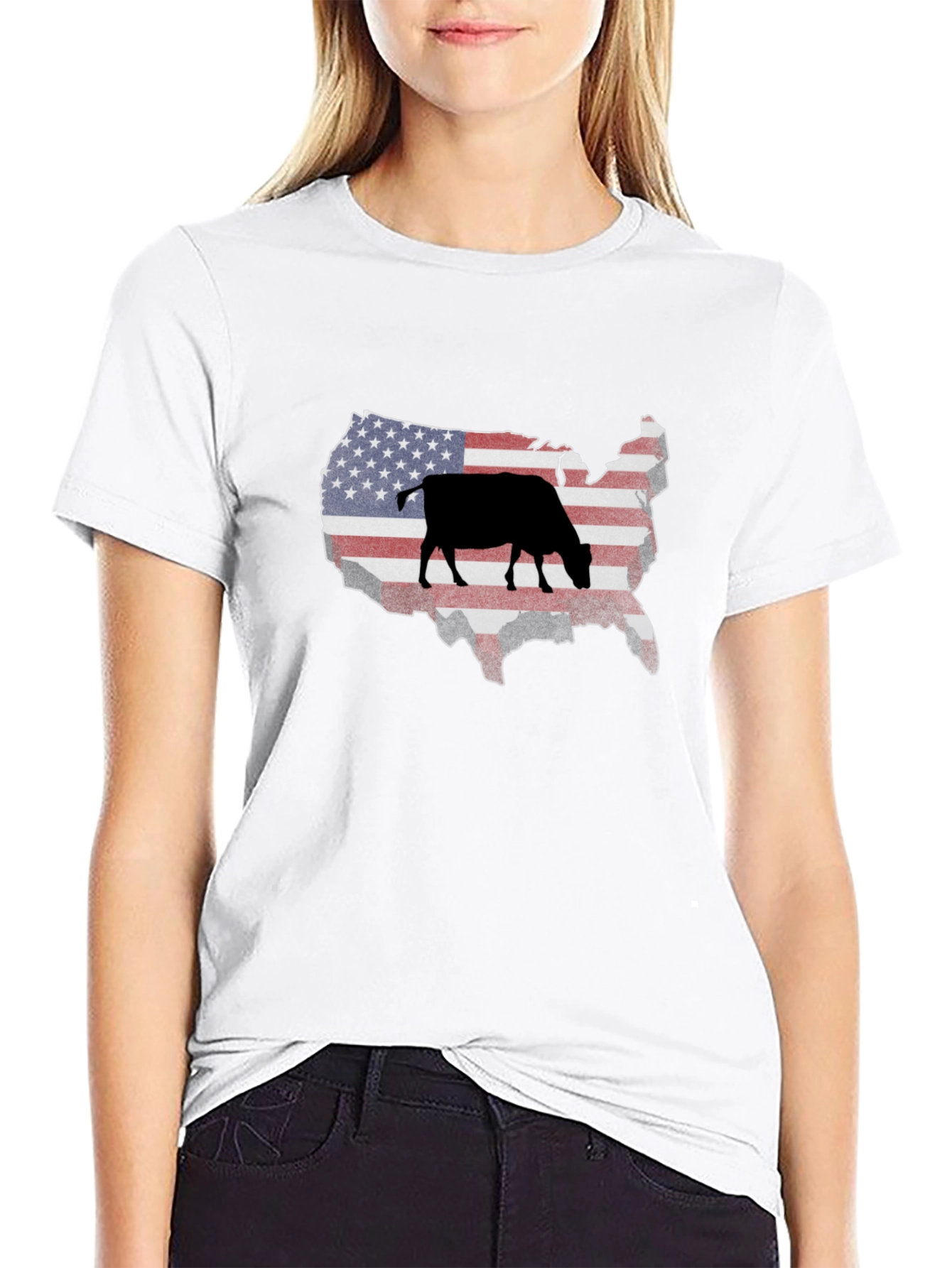 USA Flag Cow Graphic Tee