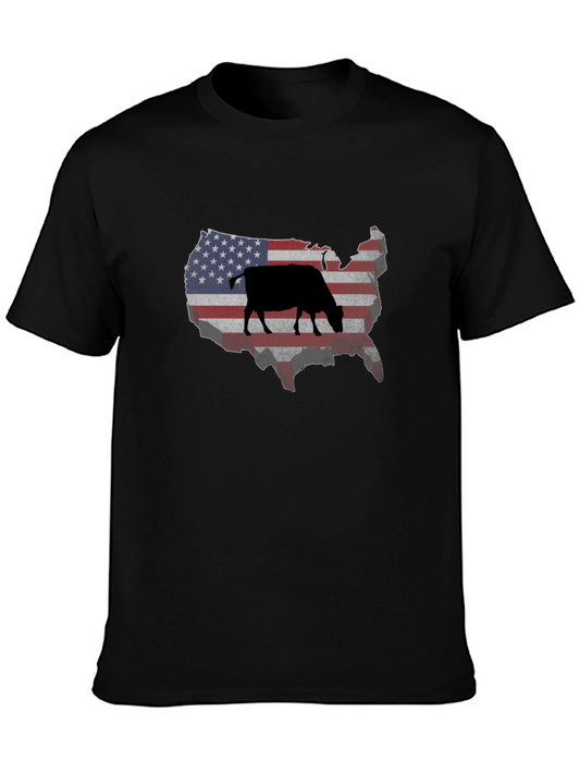 USA Flag Cow Graphic Tee