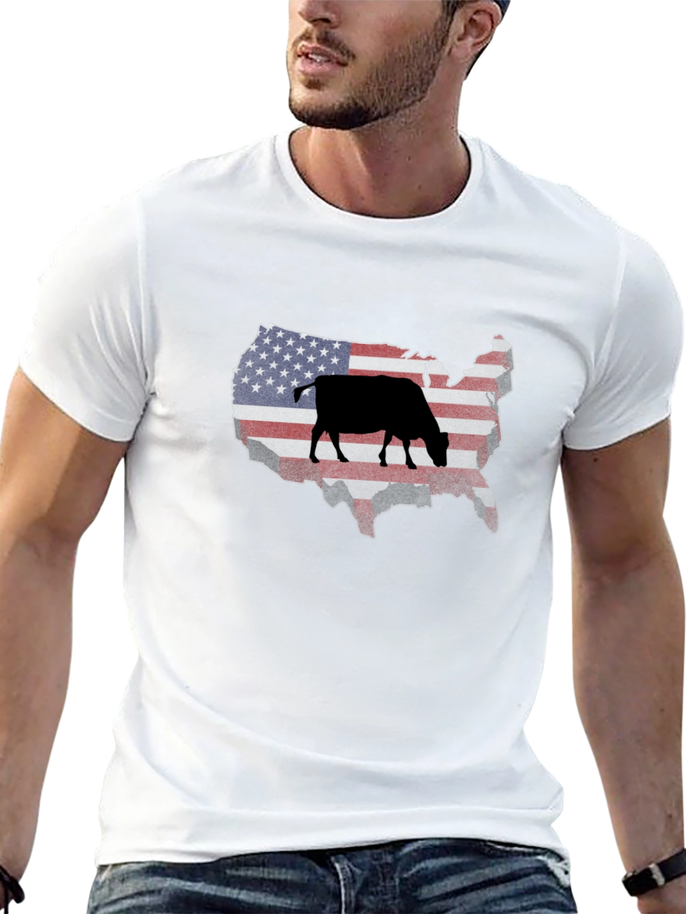 USA Flag Cow Graphic Tee