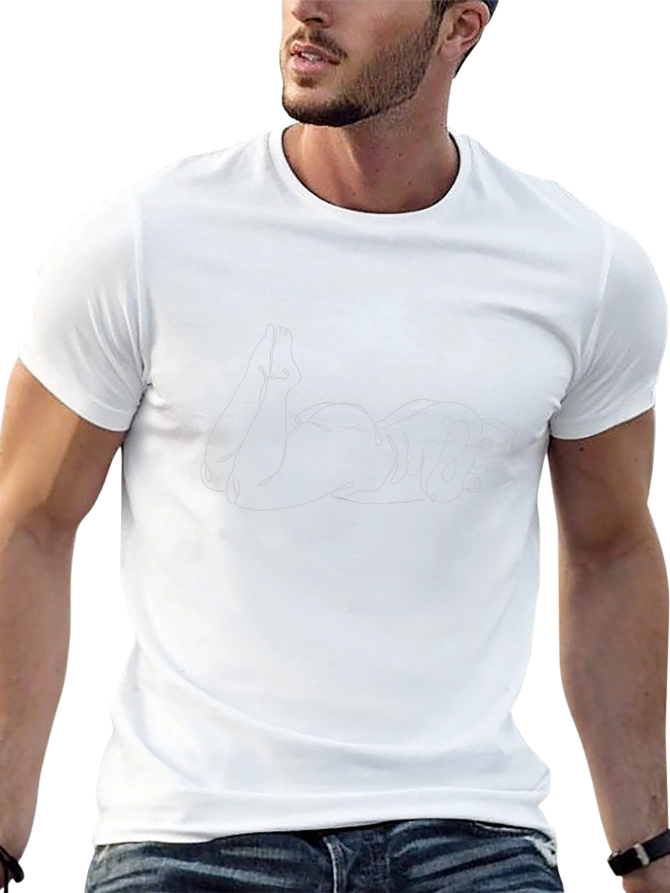 Minimalist Woman Outline Art T-Shirt
