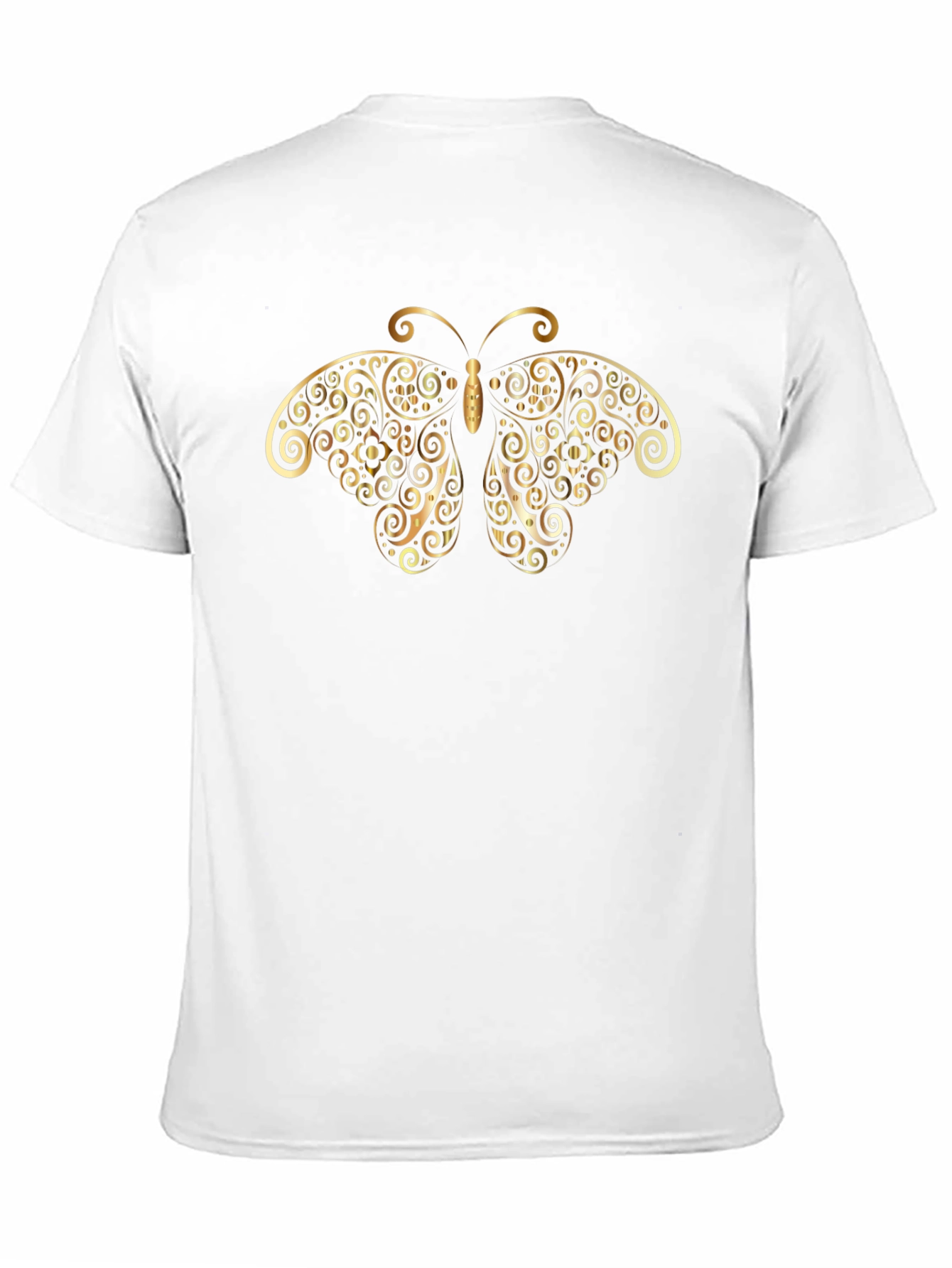 Golden Butterfly Graphic Tee - Black Cotton Shirt
