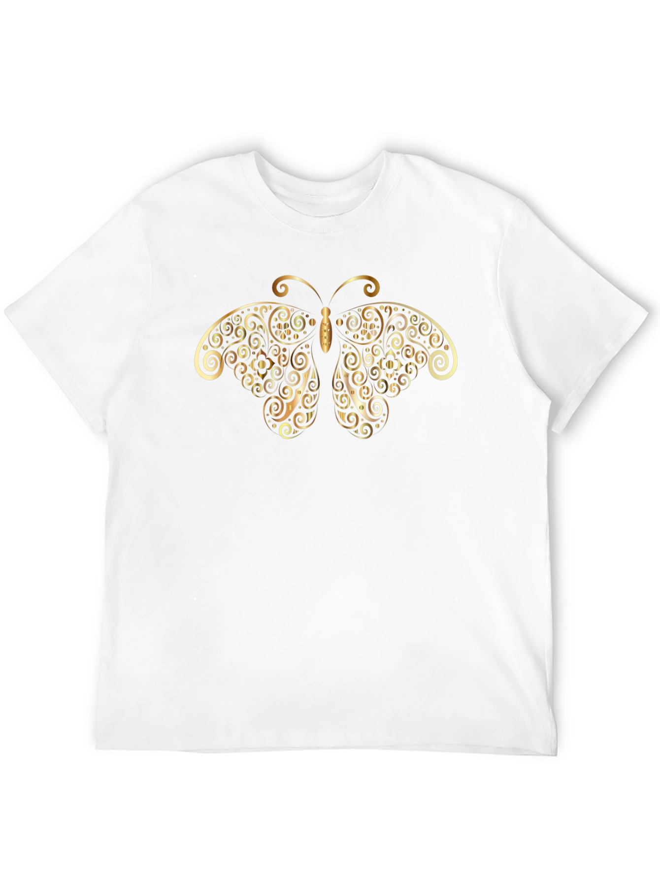 Golden Butterfly Graphic Tee - Black Cotton Shirt
