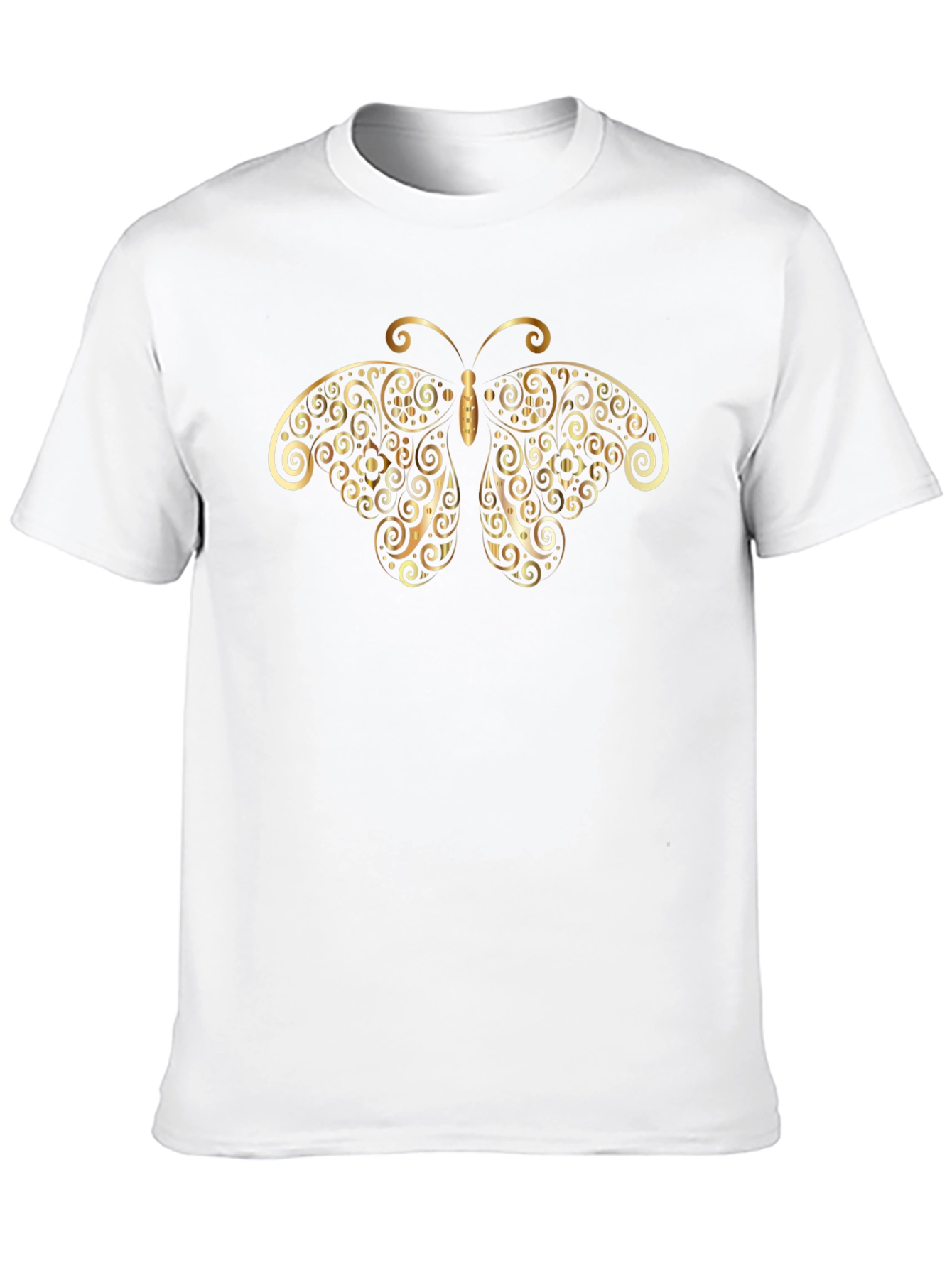 Golden Butterfly Graphic Tee - Black Cotton Shirt