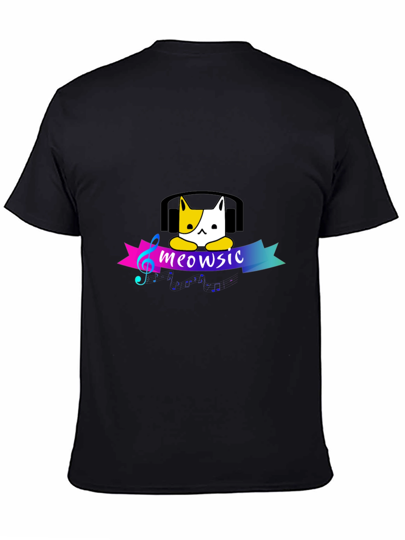 Meowsic Cat Headphones Graphic Tee