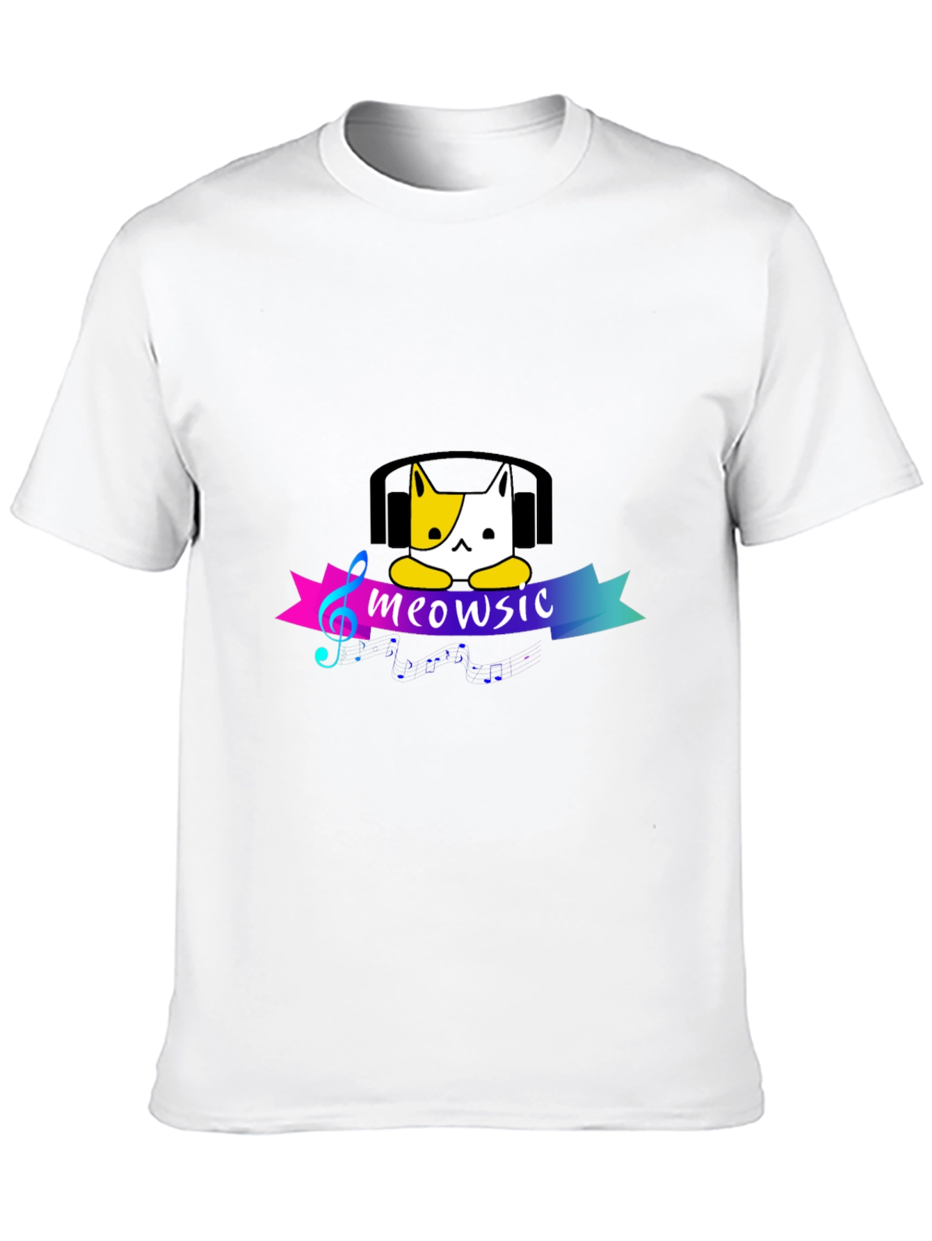 Meowsic Cat Headphones Graphic Tee