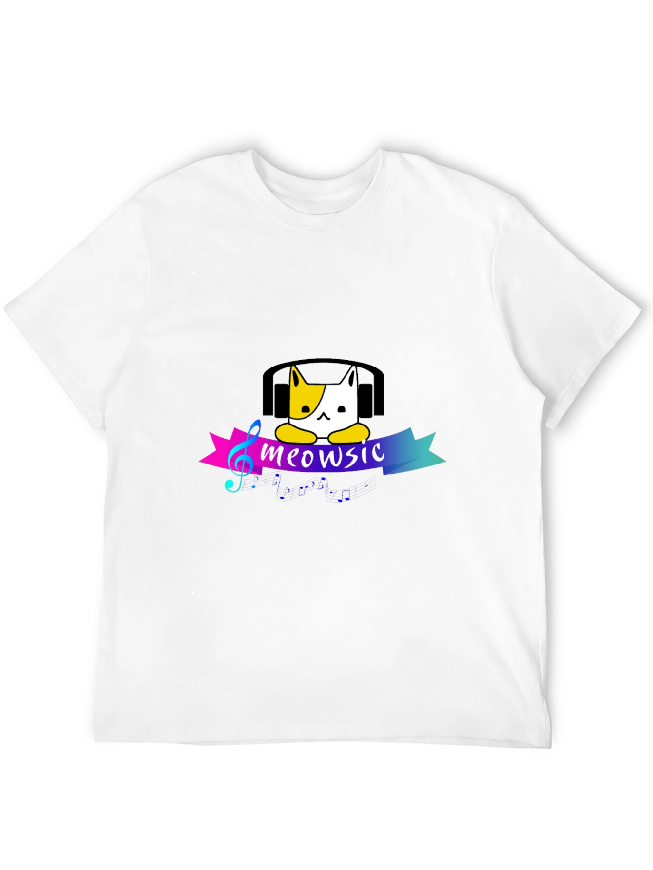 Meowsic Cat Headphones Graphic Tee