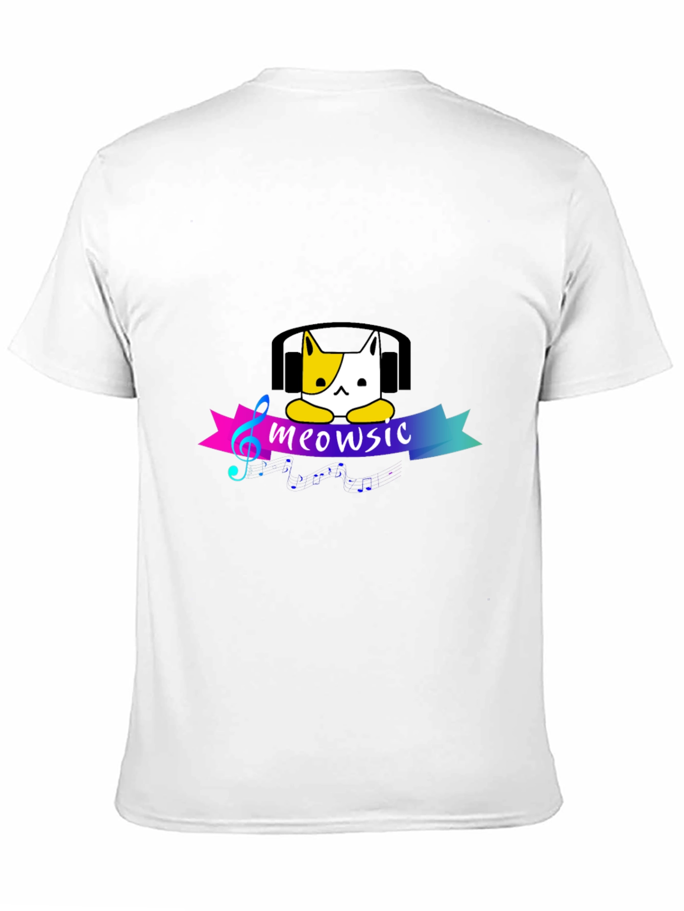 Meowsic Cat Headphones Graphic Tee