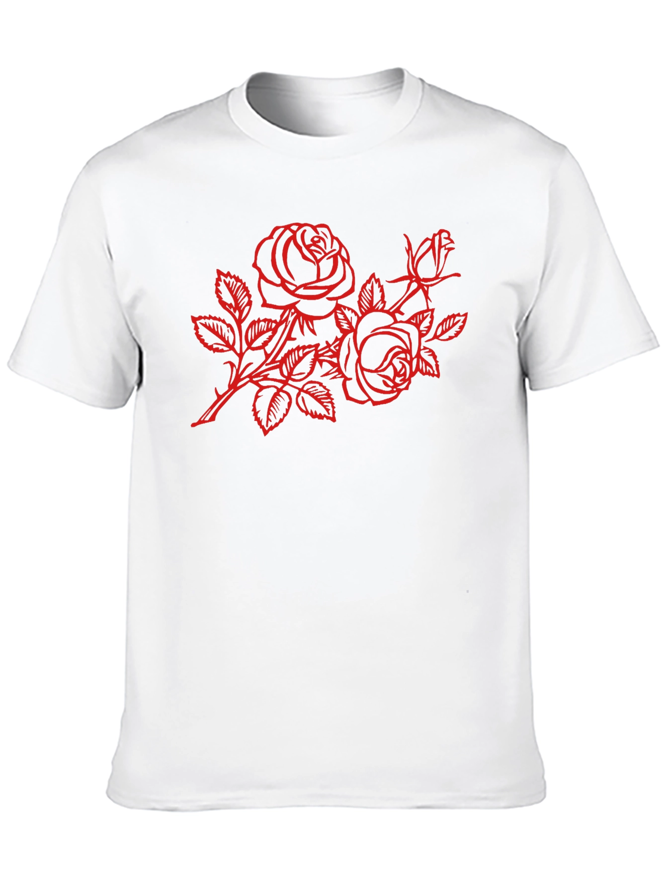 Black T-Shirt with Red Rose Design
