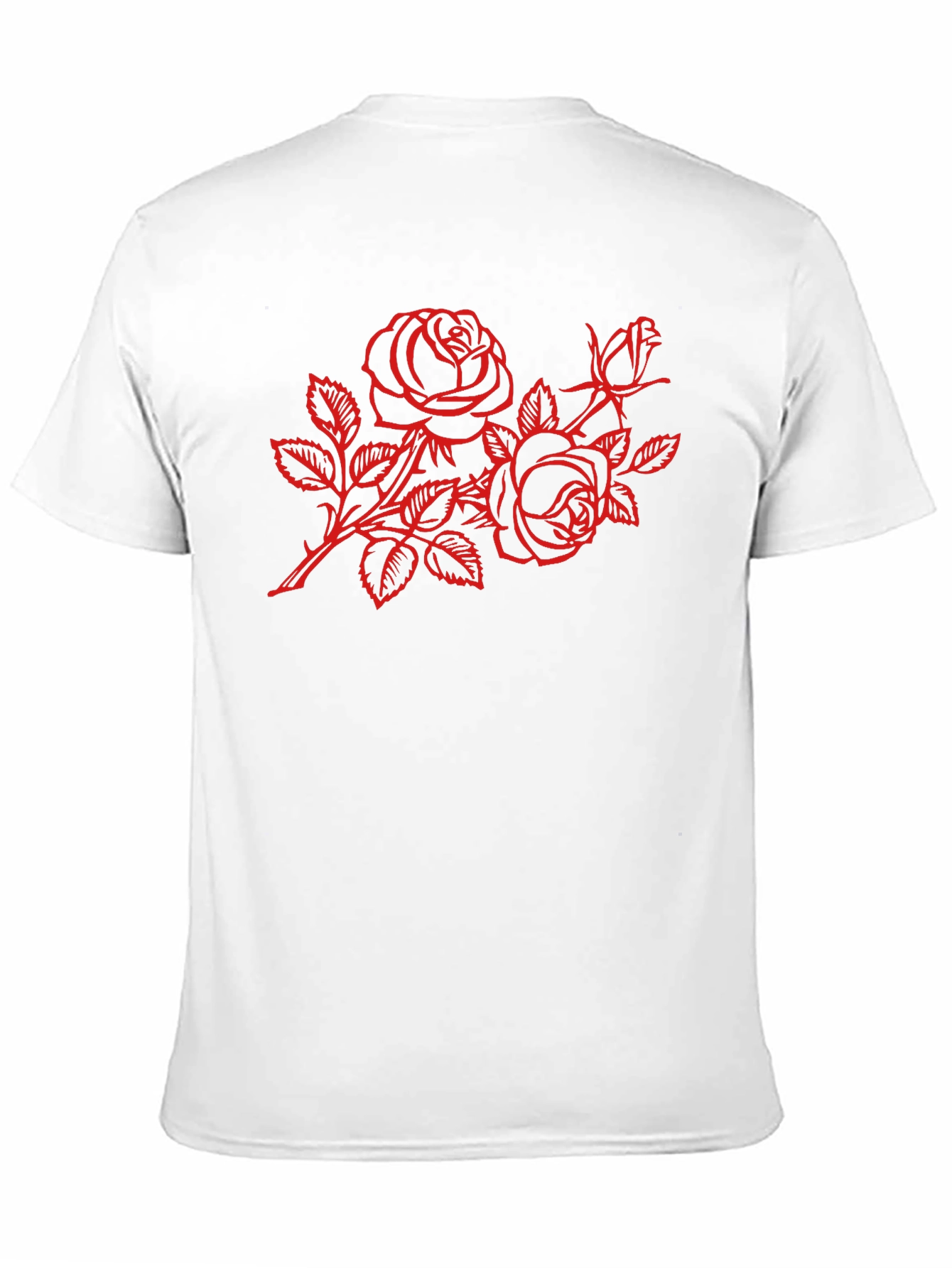 Black T-Shirt with Red Rose Design