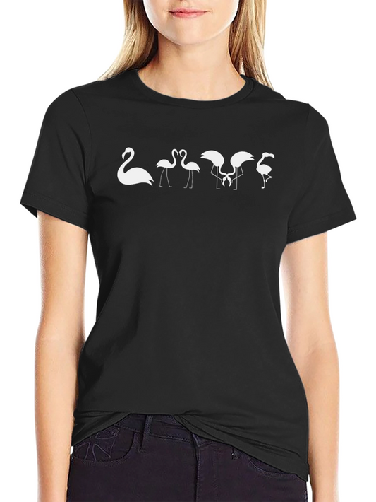Flamingo Evolution Graphic Tee - Black Cotton Casual Shirt