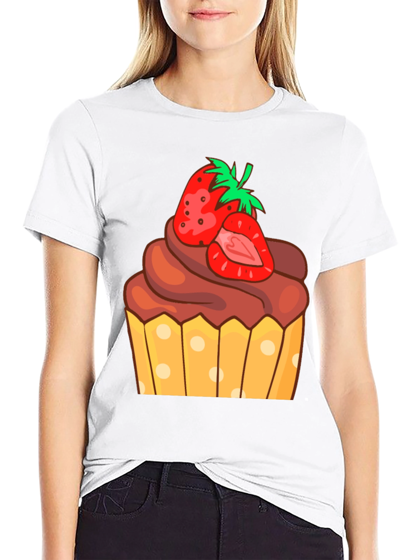 Strawberry Cupcake Graphic Tee - Sweet Treat Shirt