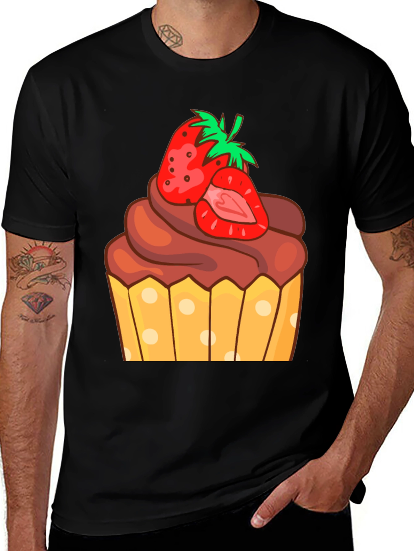 Strawberry Cupcake Graphic Tee - Sweet Treat Shirt