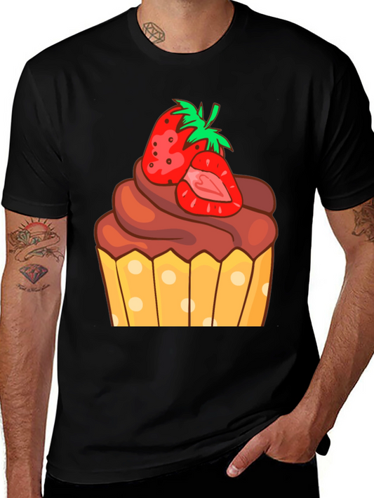 Strawberry Cupcake Graphic Tee - Sweet Treat Shirt