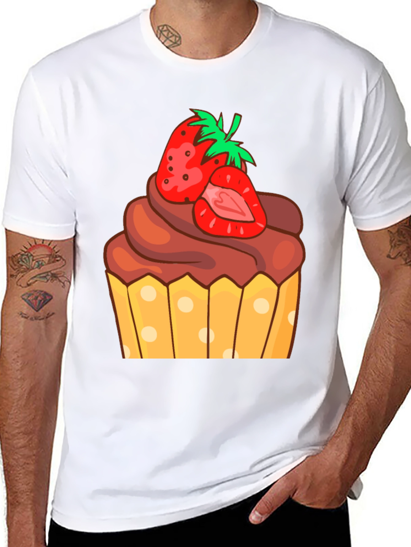 Strawberry Cupcake Graphic Tee - Sweet Treat Shirt