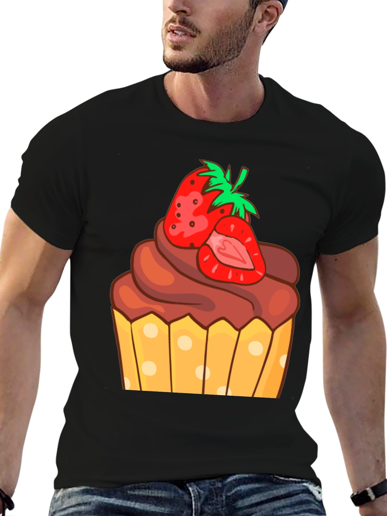 Strawberry Cupcake Graphic Tee - Sweet Treat Shirt