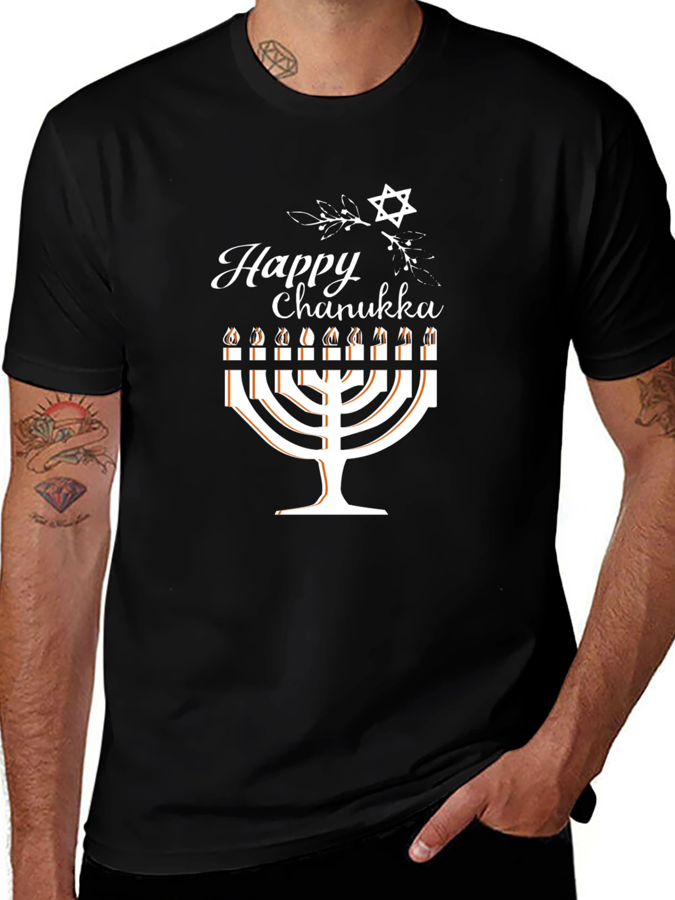 Happy Chanukah Menorah Graphic T-Shirt