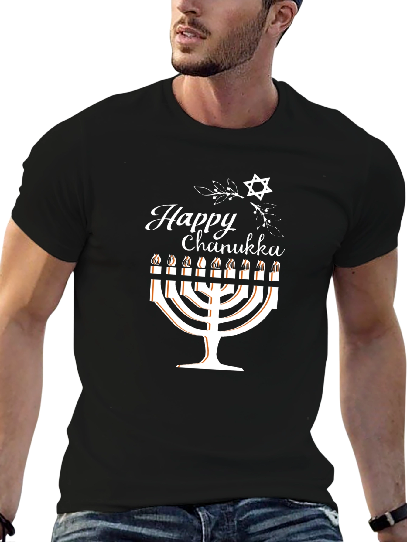 Happy Chanukah Menorah Graphic T-Shirt