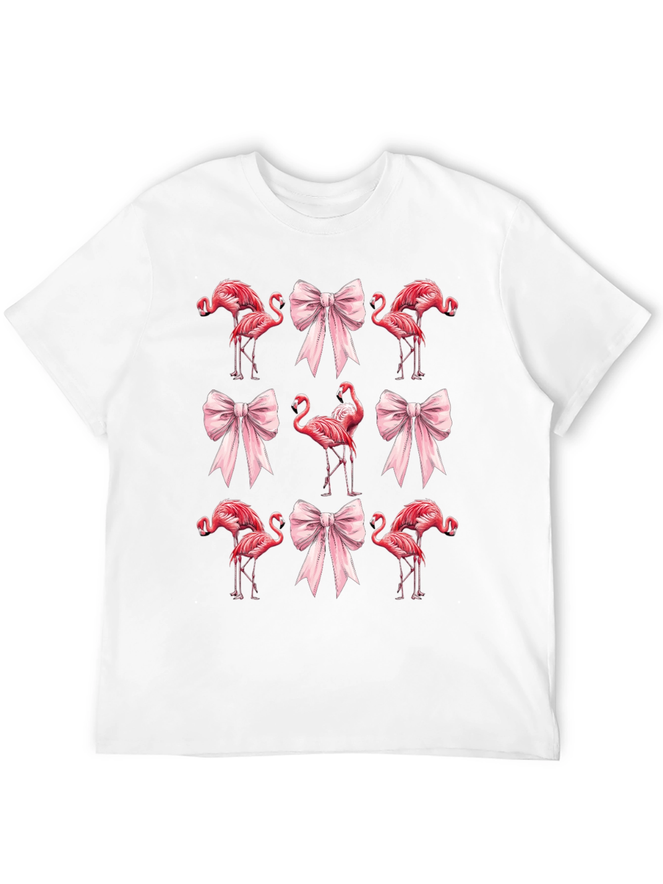 Flamingo & Bow Graphic Tee - Quirky Casual Wear