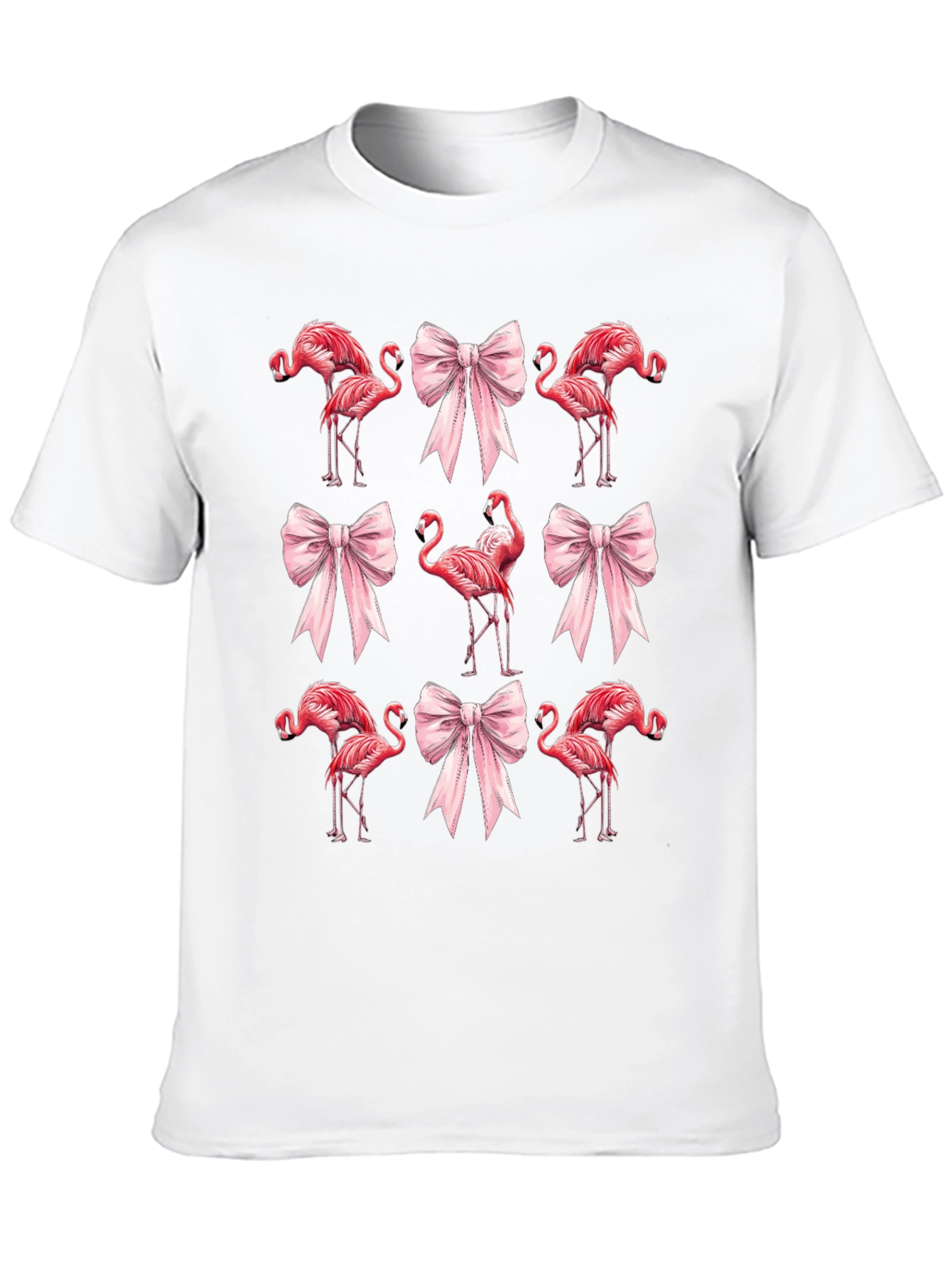 Flamingo & Bow Graphic Tee - Quirky Casual Wear