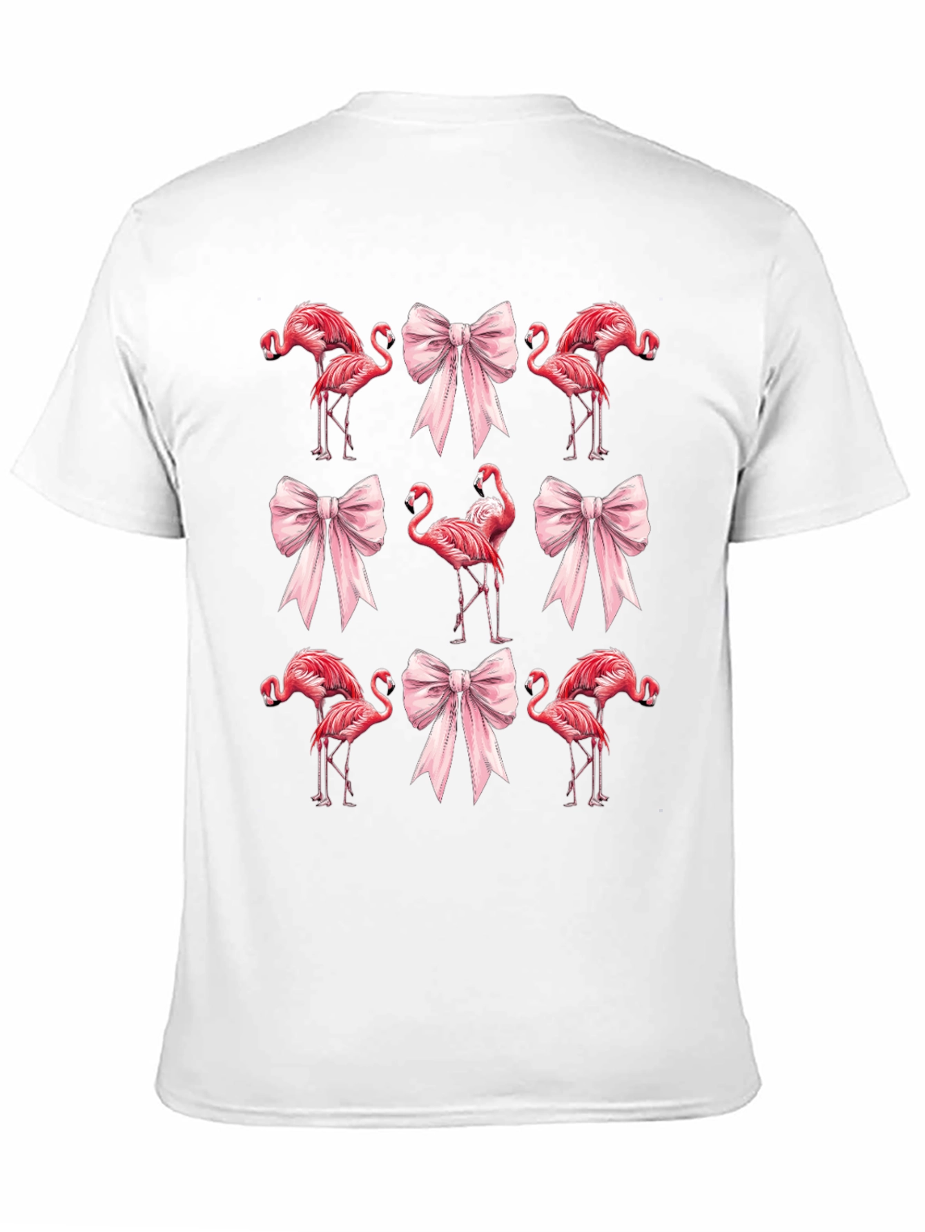 Flamingo & Bow Graphic Tee - Quirky Casual Wear