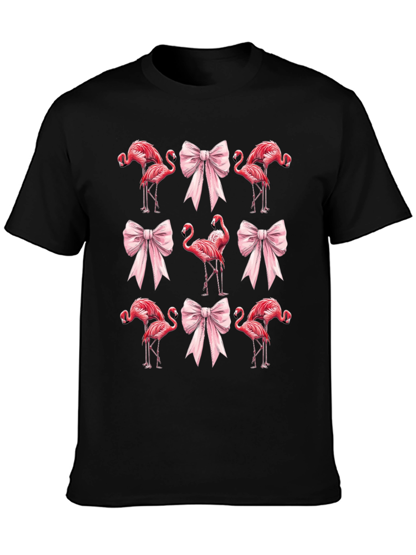 Flamingo & Bow Graphic Tee - Quirky Casual Wear