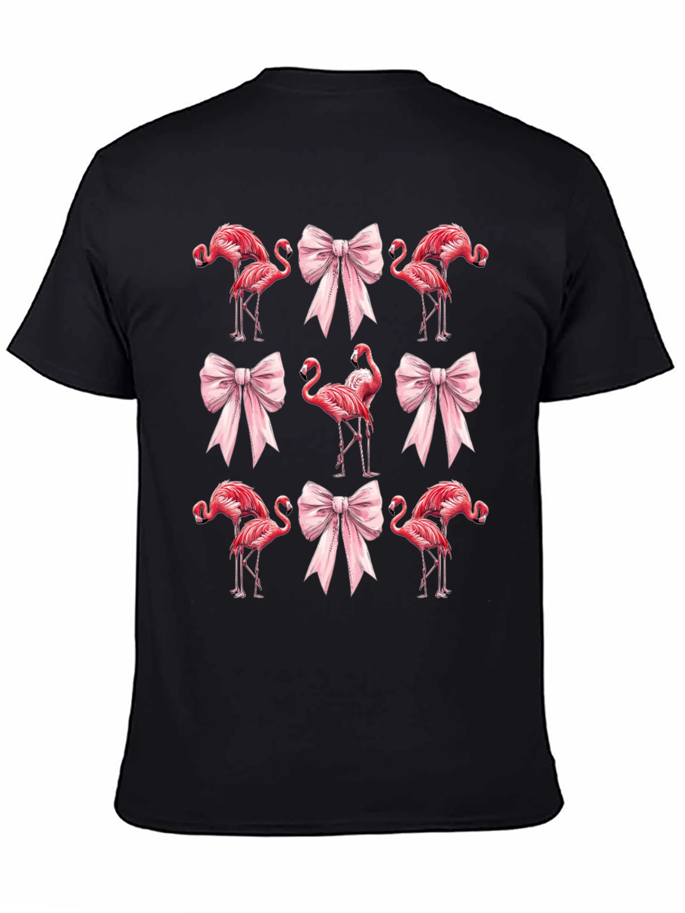 Flamingo & Bow Graphic Tee - Quirky Casual Wear