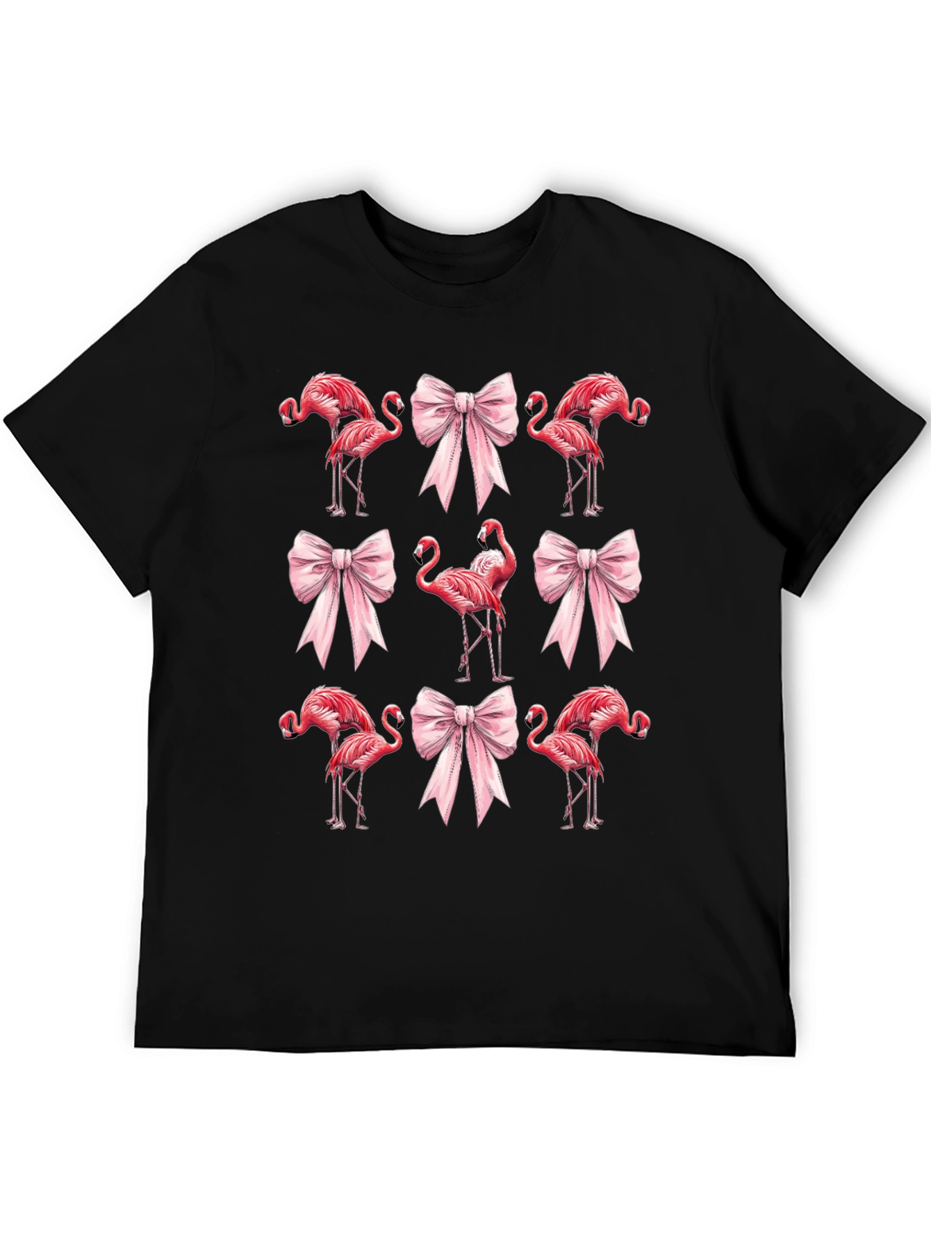Flamingo & Bow Graphic Tee - Quirky Casual Wear