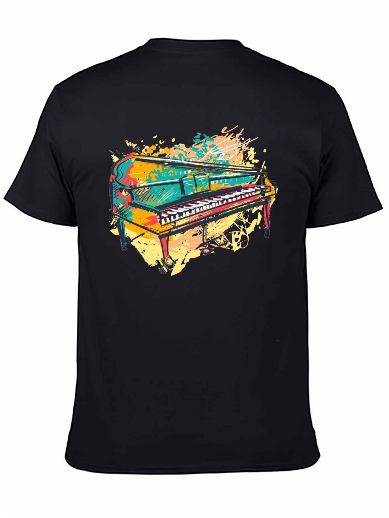 Colorful Piano Graphic T-Shirt