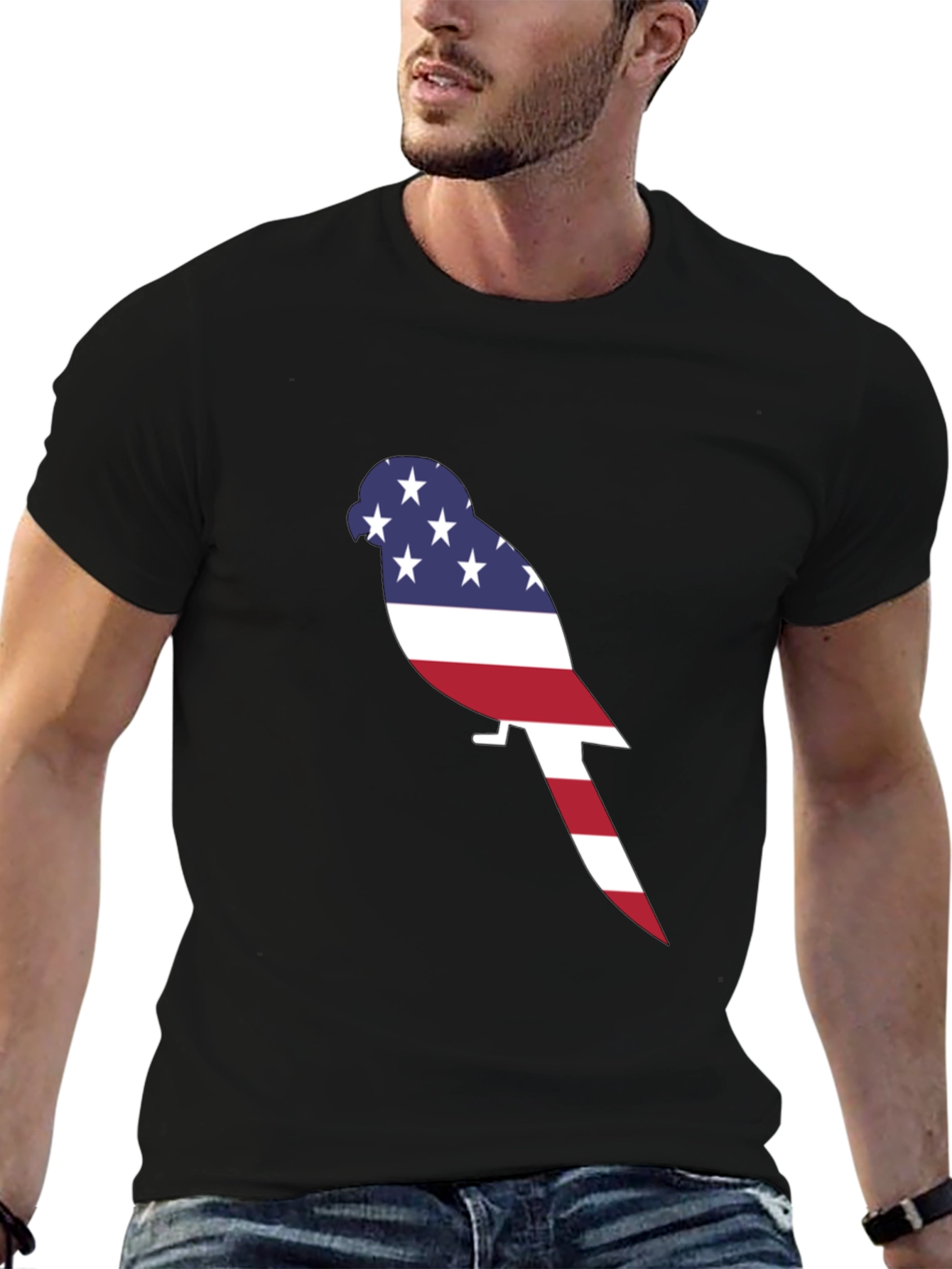 Patriotic Parrot Graphic Tee - American Pride