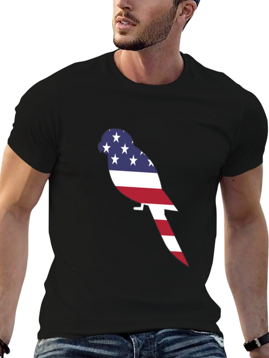 Patriotic Parrot Graphic Tee - American Pride