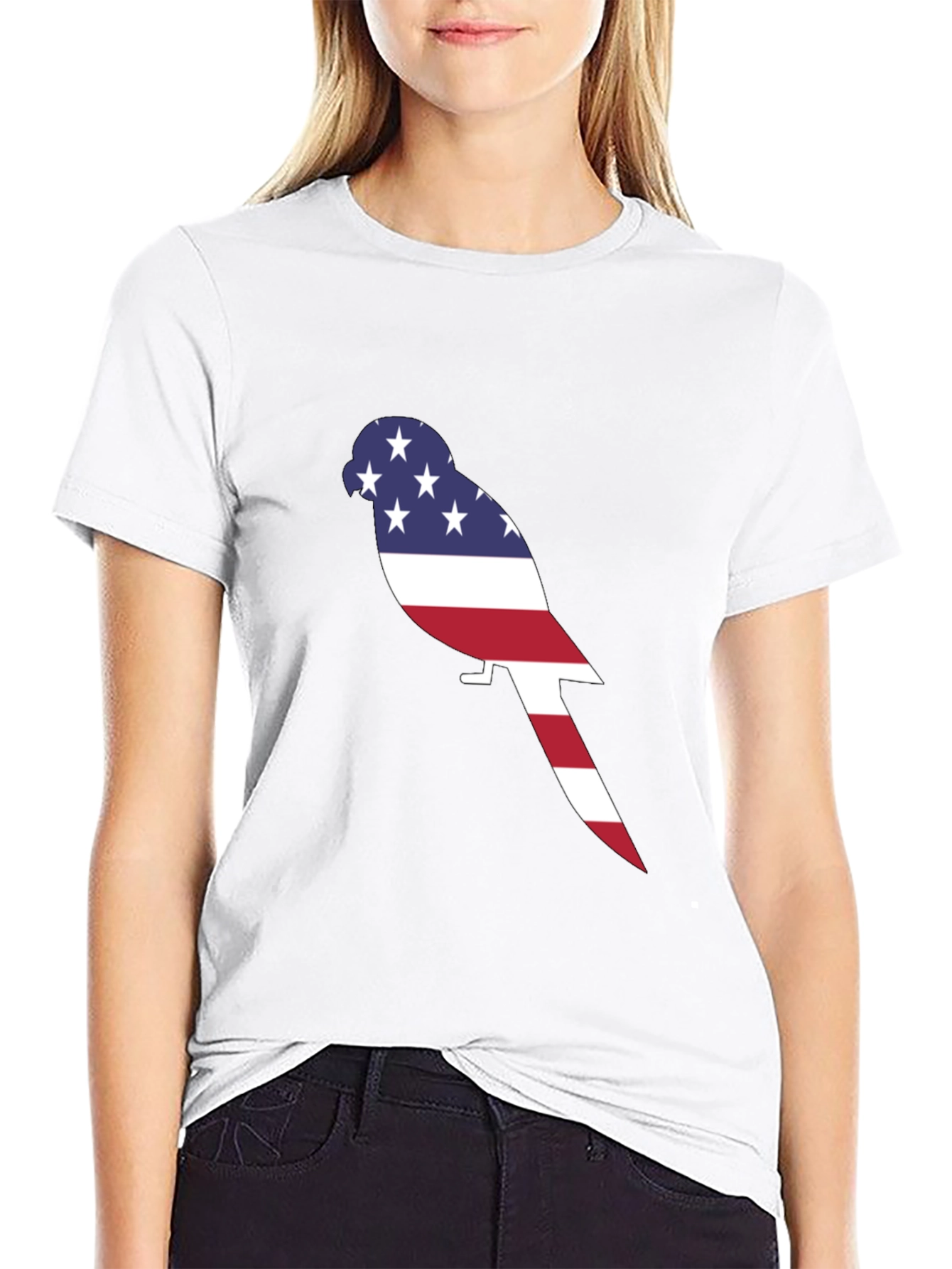Patriotic Parrot Graphic Tee - American Pride