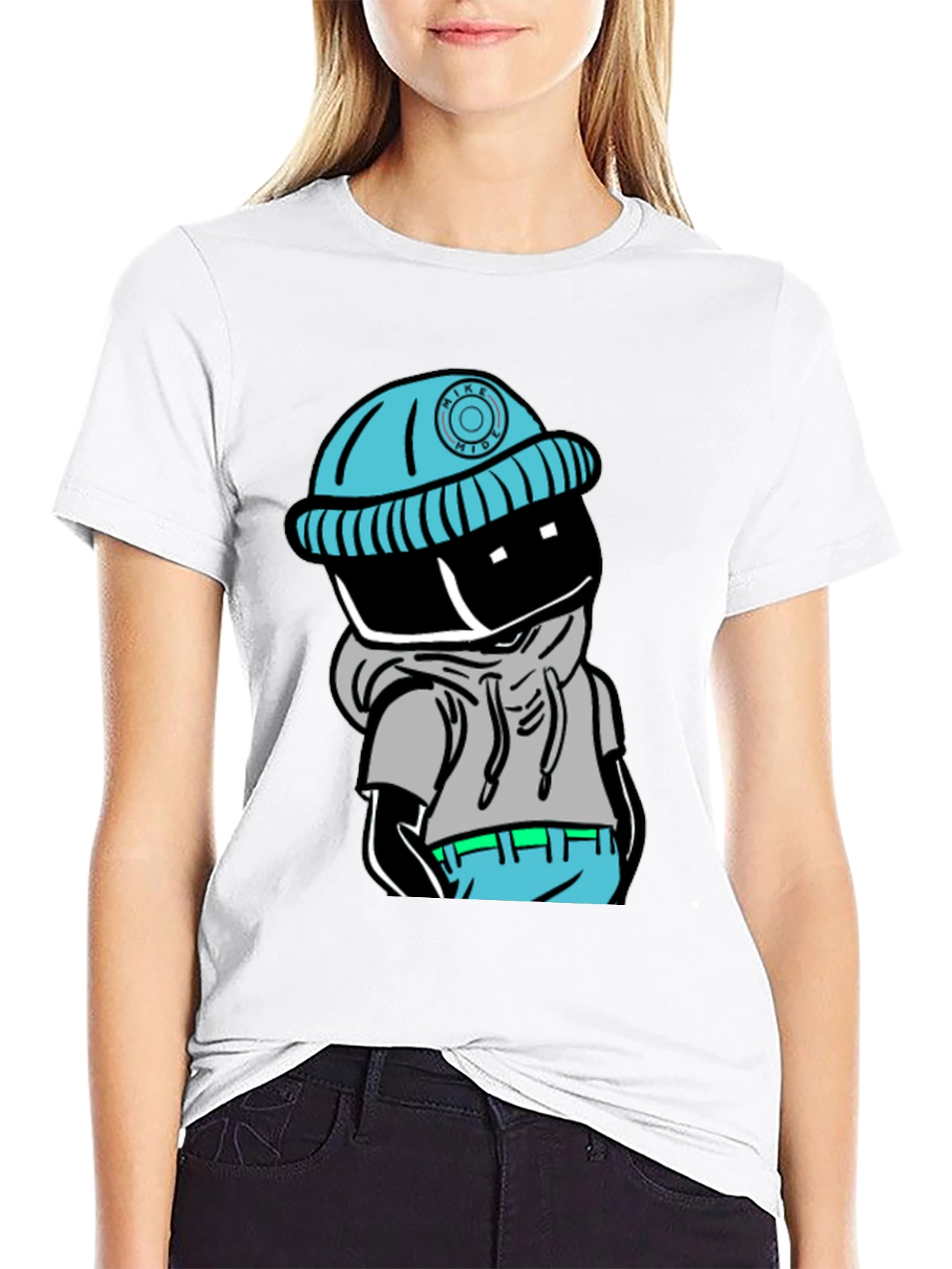 Trendy Cartoon Graphic Black T-Shirt