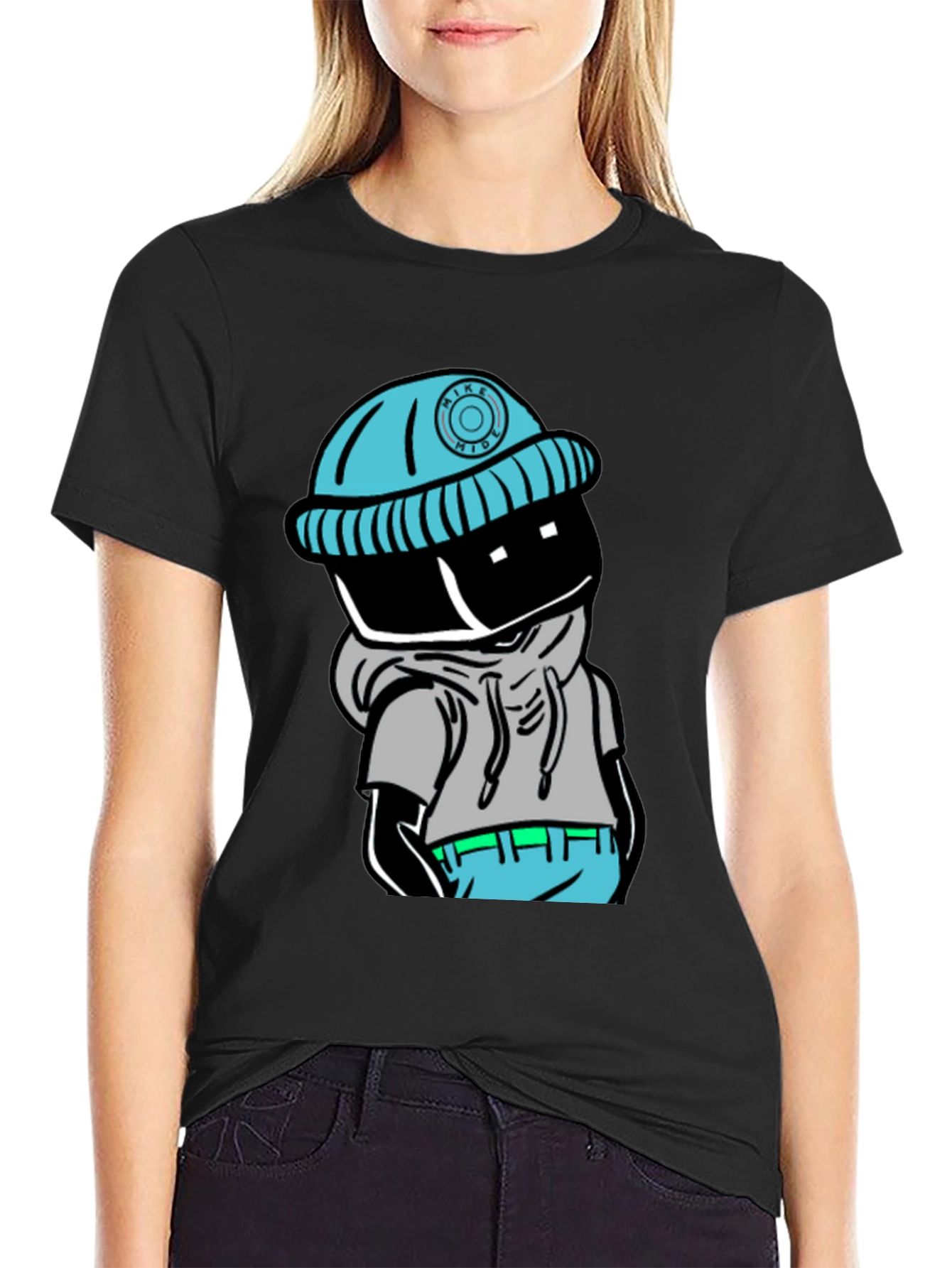 Trendy Cartoon Graphic Black T-Shirt